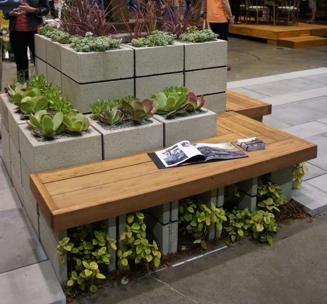 Cinder Block Bench and Planter